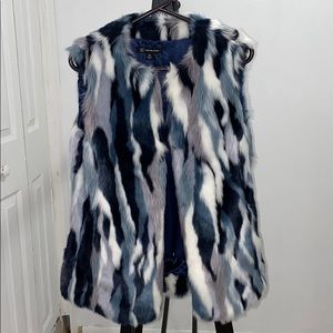 INC Multi Color Faux Fur Vest-SZ Petite M